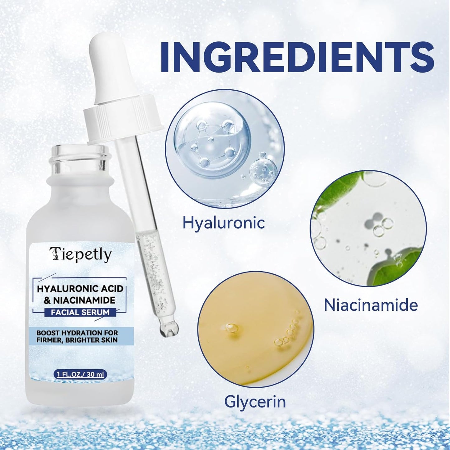 Acido Hialuronico Sérum Facial, Antiarrugas, Antienvejecimiento, Sérum Niacinamida Para Hombres Y Mujeres, 30Ml