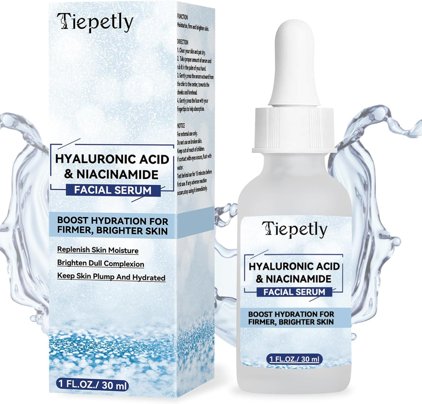 Acido Hialuronico Sérum Facial, Antiarrugas, Antienvejecimiento, Sérum Niacinamida Para Hombres Y Mujeres, 30Ml